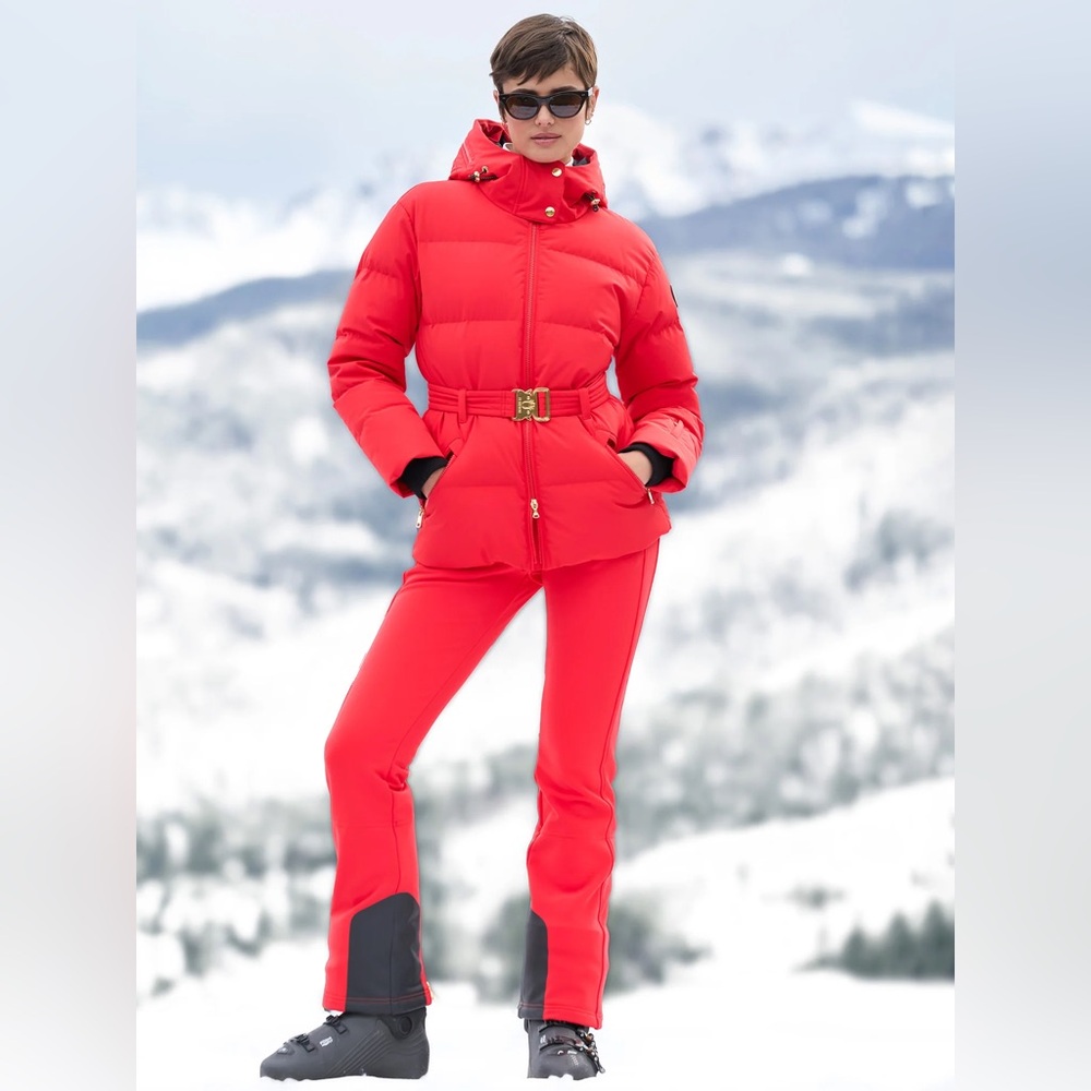 NWT current Bogner Hazel all in one soft shell ski trousers Red | Size 6